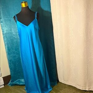 Elegant Blue Satin Dress